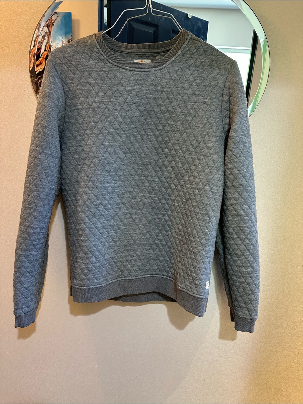 Marine Layer Men’s Large Gray Quilted Crewneck Sweatshirt Pullover